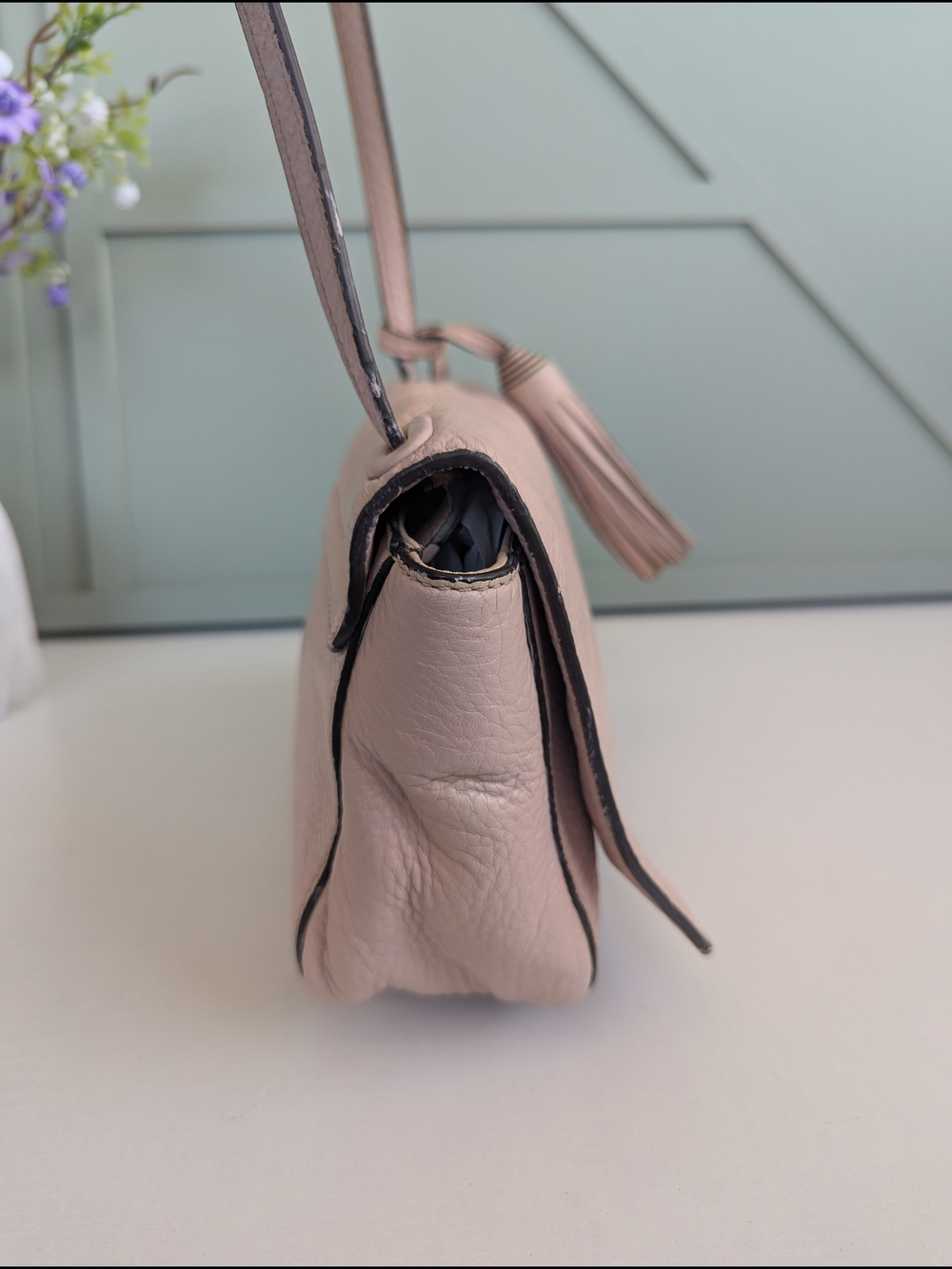 Tory Burch Pink Leather Crossbody Bag with Tassel - Picture 3 of 9